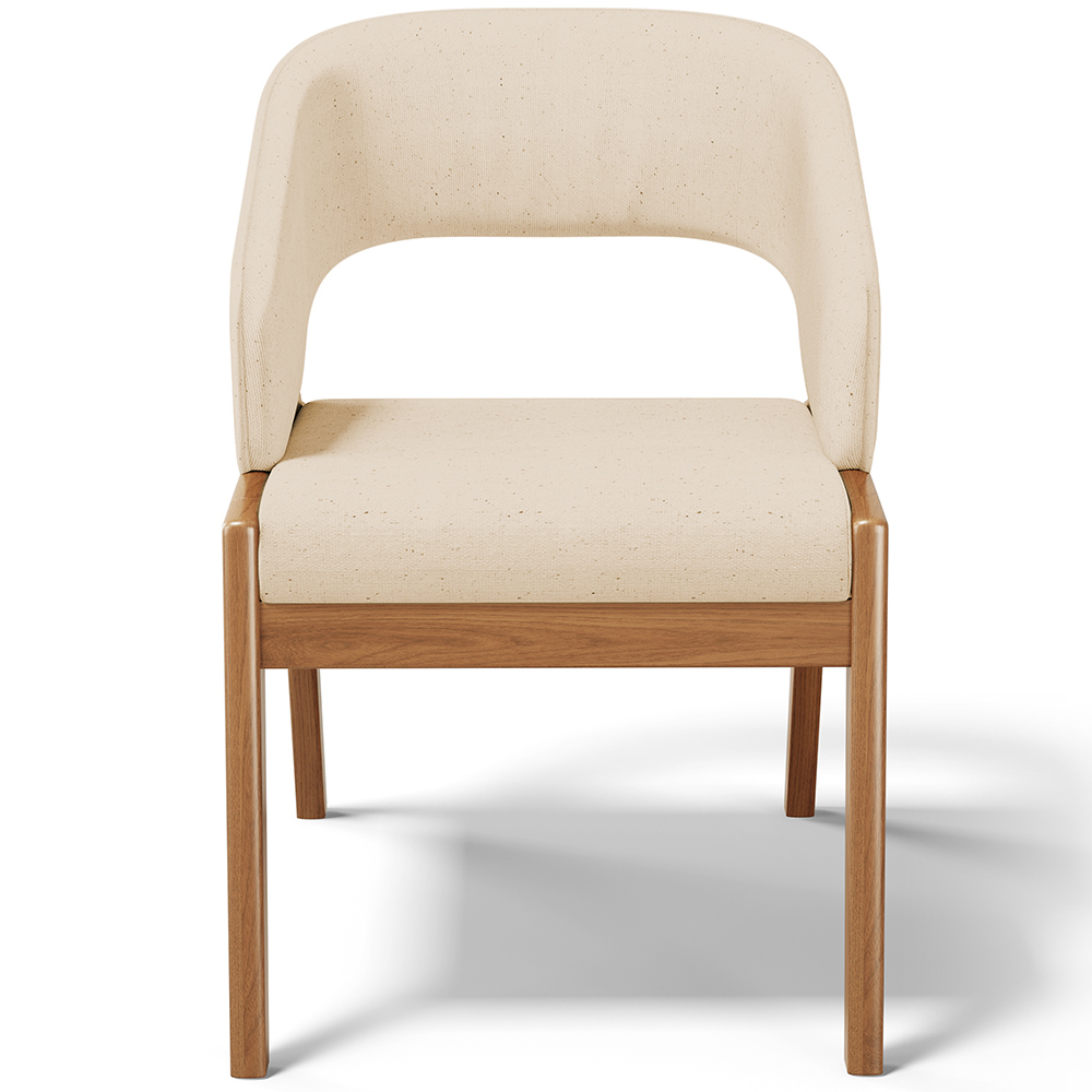 Cadeira de Jantar e Estar Living Estofada Lince L02 Linho Bege Escuro - Lyam Decor