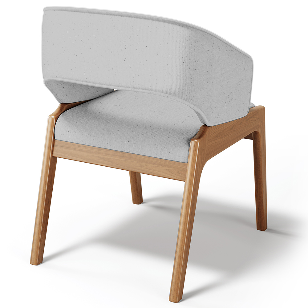 Cadeira de Jantar e Estar Living Estofada Lince L02 Linho Cinza - Lyam Decor