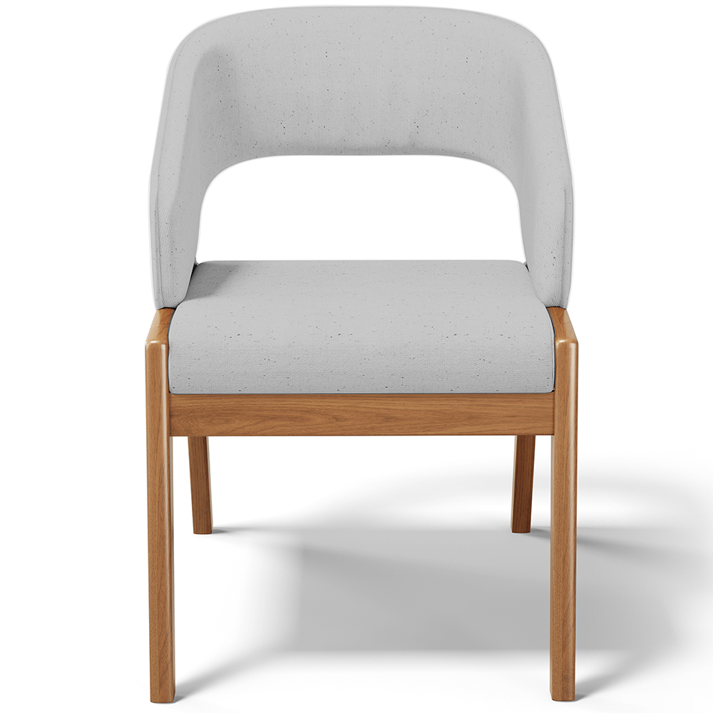 Cadeira de Jantar e Estar Living Estofada Lince L02 Linho Cinza - Lyam Decor