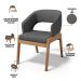 Cadeira de Jantar e Estar Living Estofada Lince L02 Linho Cinza Escuro - Lyam Decor