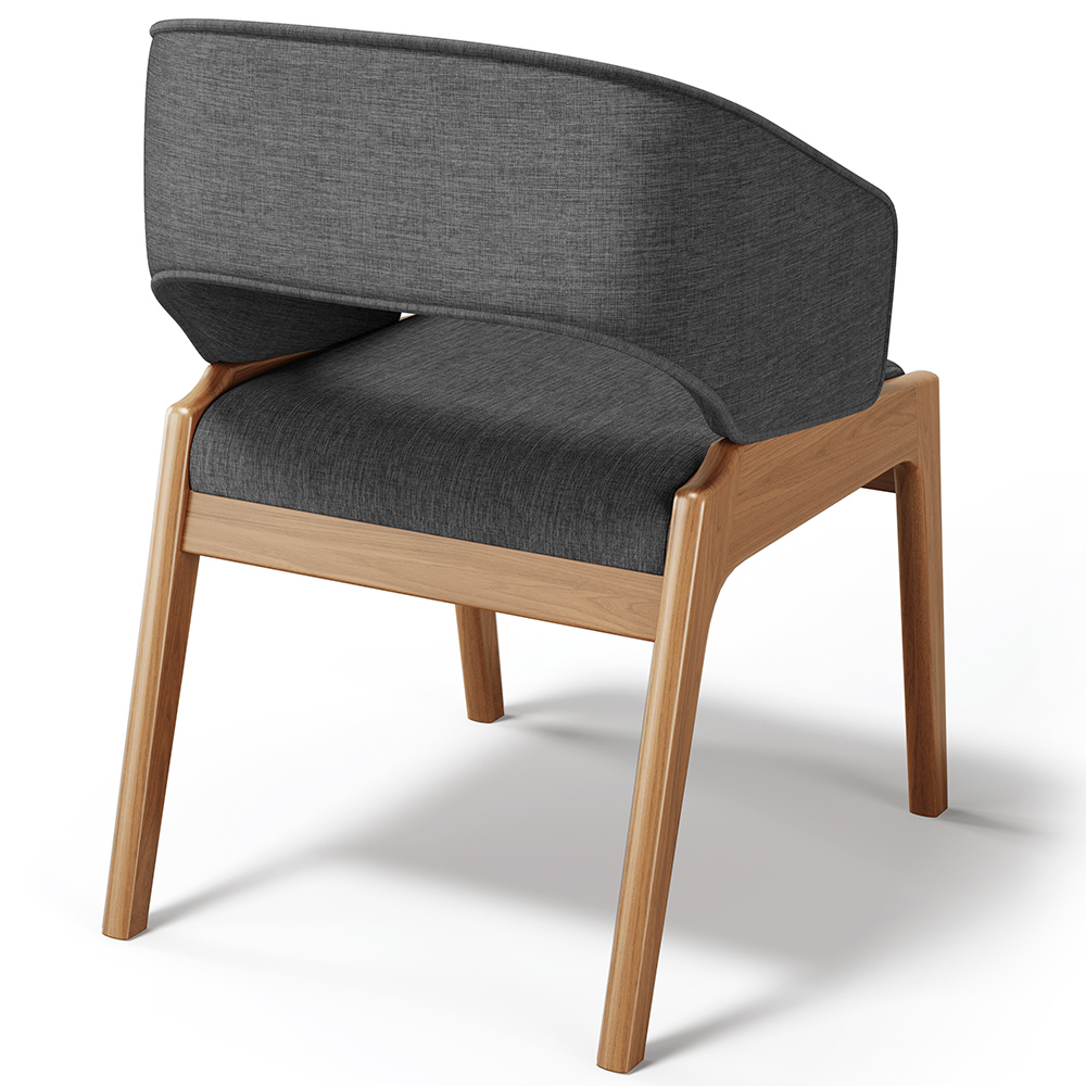 Cadeira de Jantar e Estar Living Estofada Lince L02 Linho Cinza Escuro - Lyam Decor