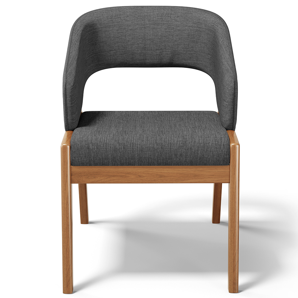 Cadeira de Jantar e Estar Living Estofada Lince L02 Linho Cinza Escuro - Lyam Decor