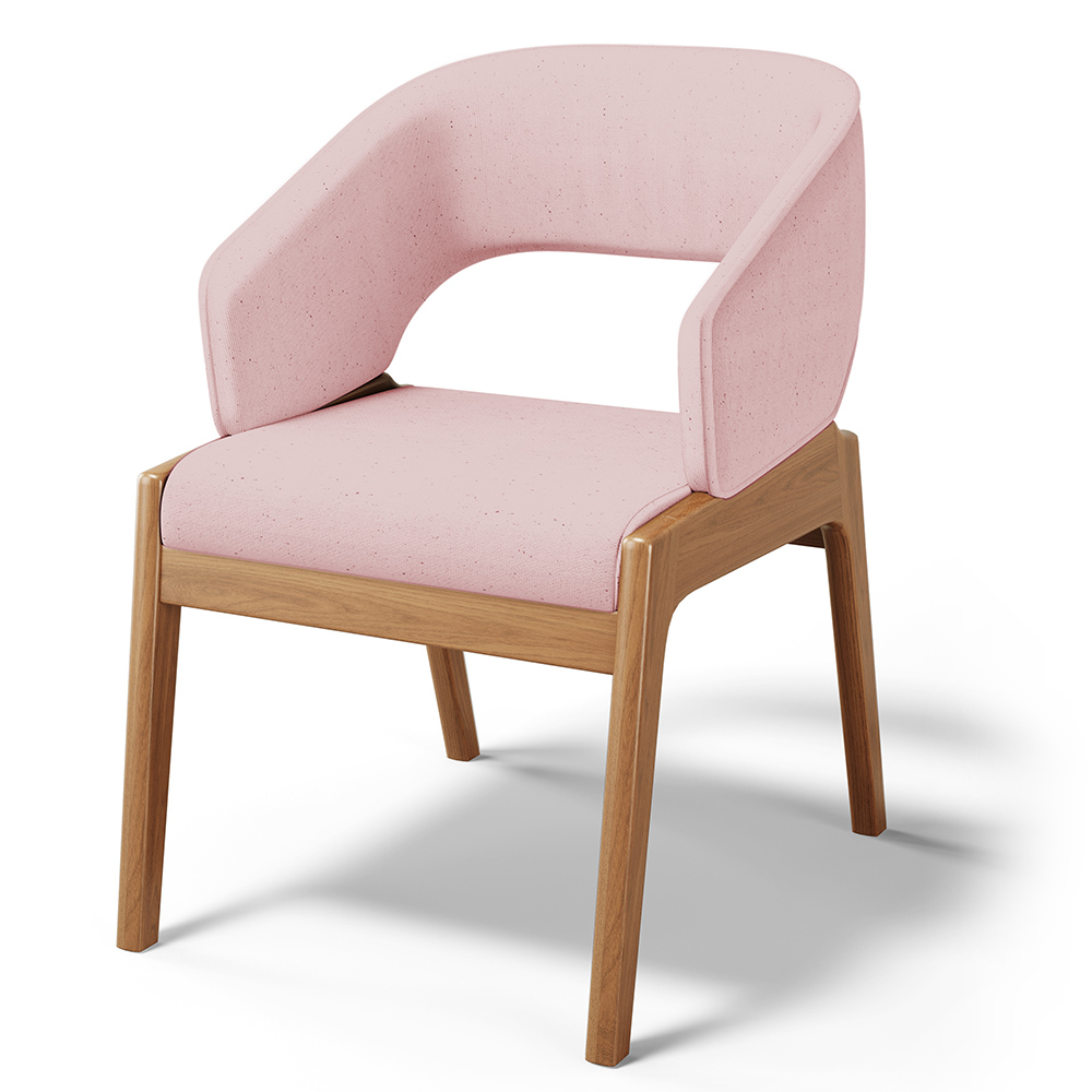 Cadeira de Jantar e Estar Living Estofada Lince L02 Linho Rosê - Lyam Decor