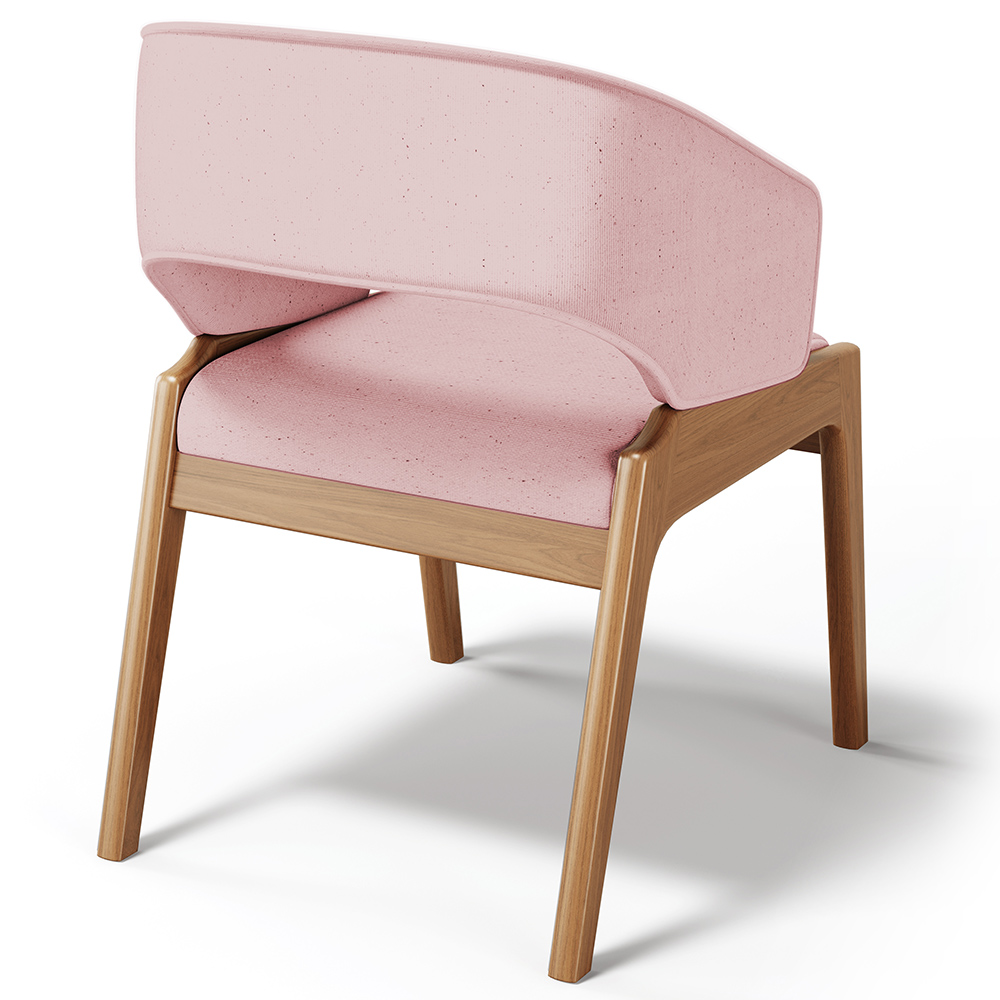 Cadeira de Jantar e Estar Living Estofada Lince L02 Linho Rosê - Lyam Decor