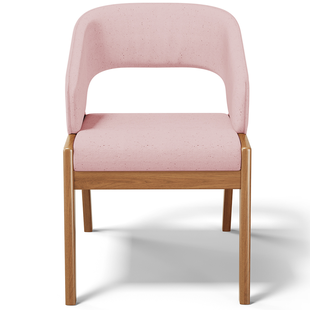 Cadeira de Jantar e Estar Living Estofada Lince L02 Linho Rosê - Lyam Decor