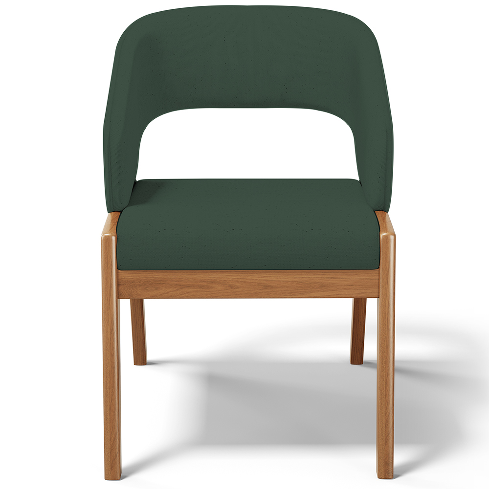 Cadeira de Jantar e Estar Living Estofada Lince L02 Linho Verde Musgo - Lyam Decor