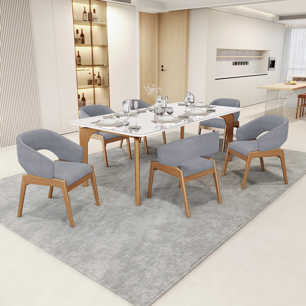 Cadeira de Jantar e Estar Living Estofada Lince L02 Suede Cinza - Lyam Decor