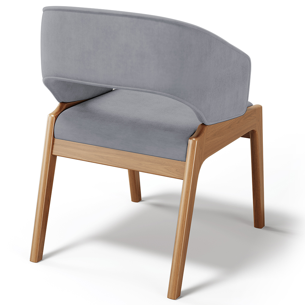 Cadeira de Jantar e Estar Living Estofada Lince L02 Suede Cinza - Lyam Decor