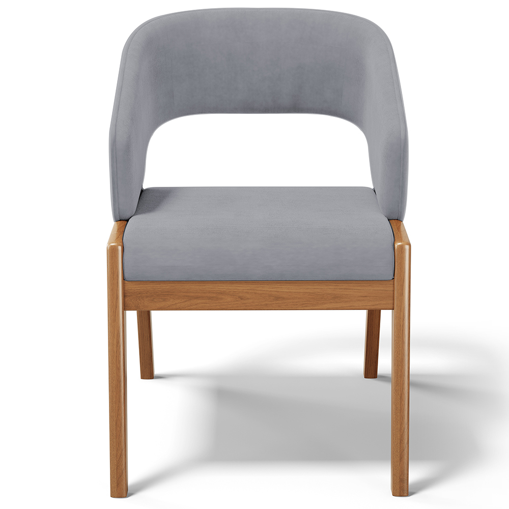 Cadeira de Jantar e Estar Living Estofada Lince L02 Suede Cinza - Lyam Decor