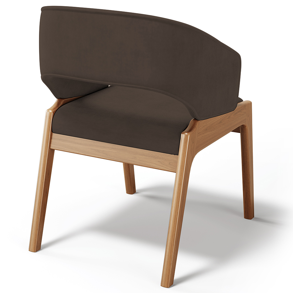 Cadeira de Jantar e Estar Living Estofada Lince L02 Suede Marrom - Lyam Decor