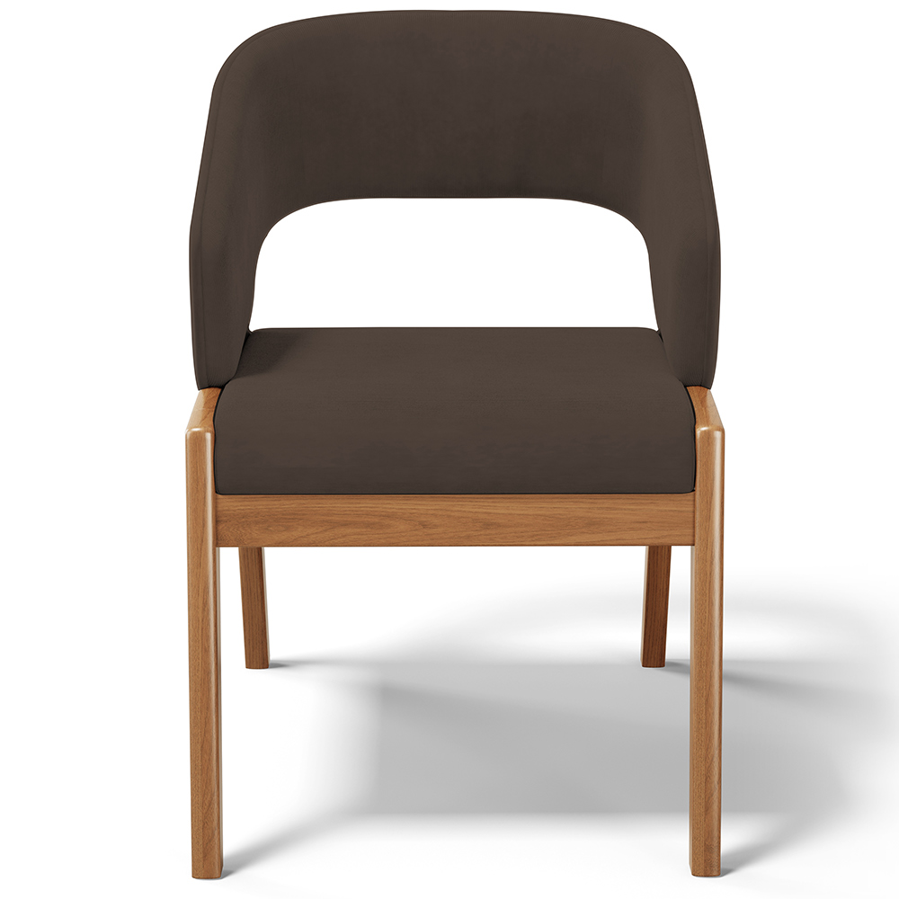 Cadeira de Jantar e Estar Living Estofada Lince L02 Suede Marrom - Lyam Decor
