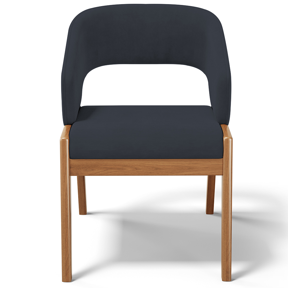 Cadeira de Jantar e Estar Living Estofada Lince L02 Suede Preto - Lyam Decor