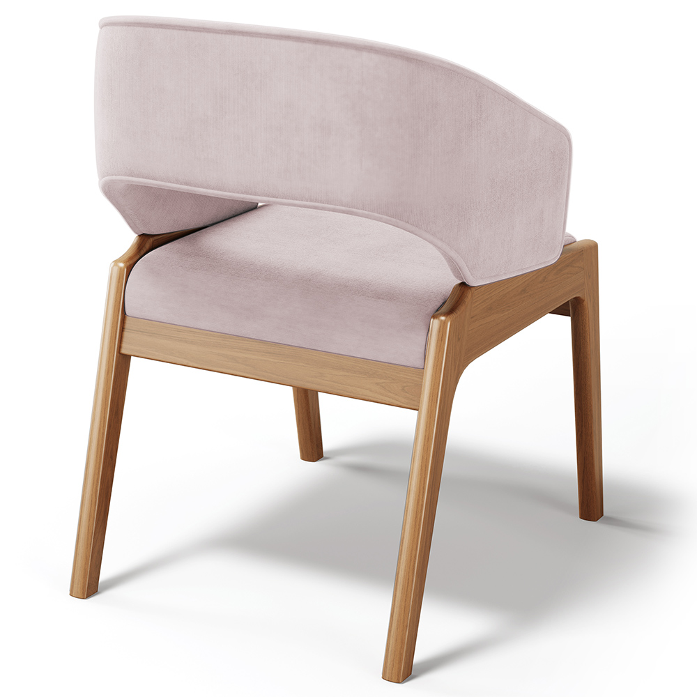 Cadeira de Jantar e Estar Living Estofada Lince L02 Suede Rosê - Lyam Decor