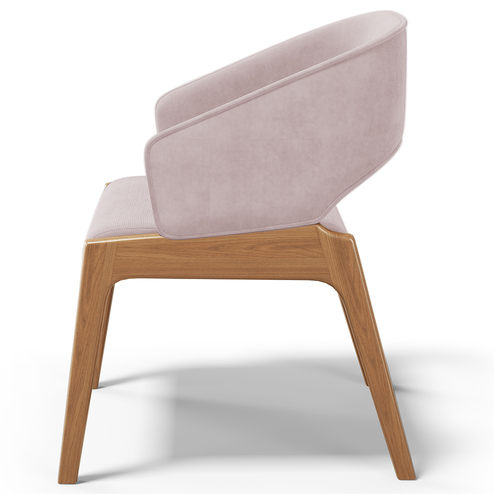 Cadeira de Jantar e Estar Living Estofada Lince L02 Suede Rosê - Lyam Decor