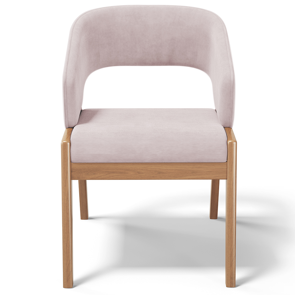 Cadeira de Jantar e Estar Living Estofada Lince L02 Suede Rosê - Lyam Decor