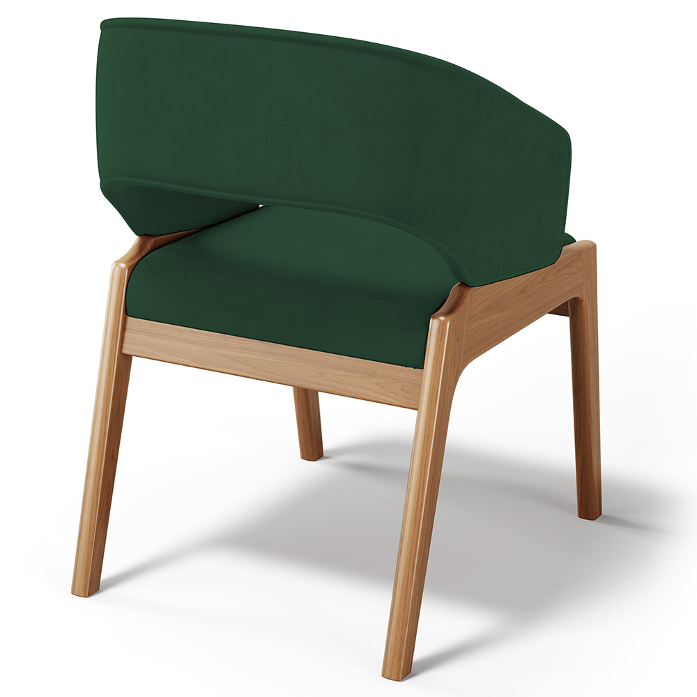 Cadeira de Jantar e Estar Living Estofada Lince L02 Suede Verde Musgo - Lyam Decor