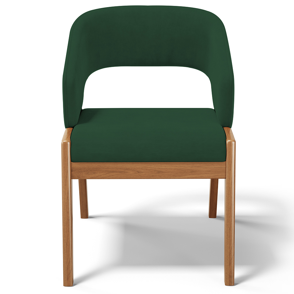 Cadeira de Jantar e Estar Living Estofada Lince L02 Suede Verde Musgo - Lyam Decor