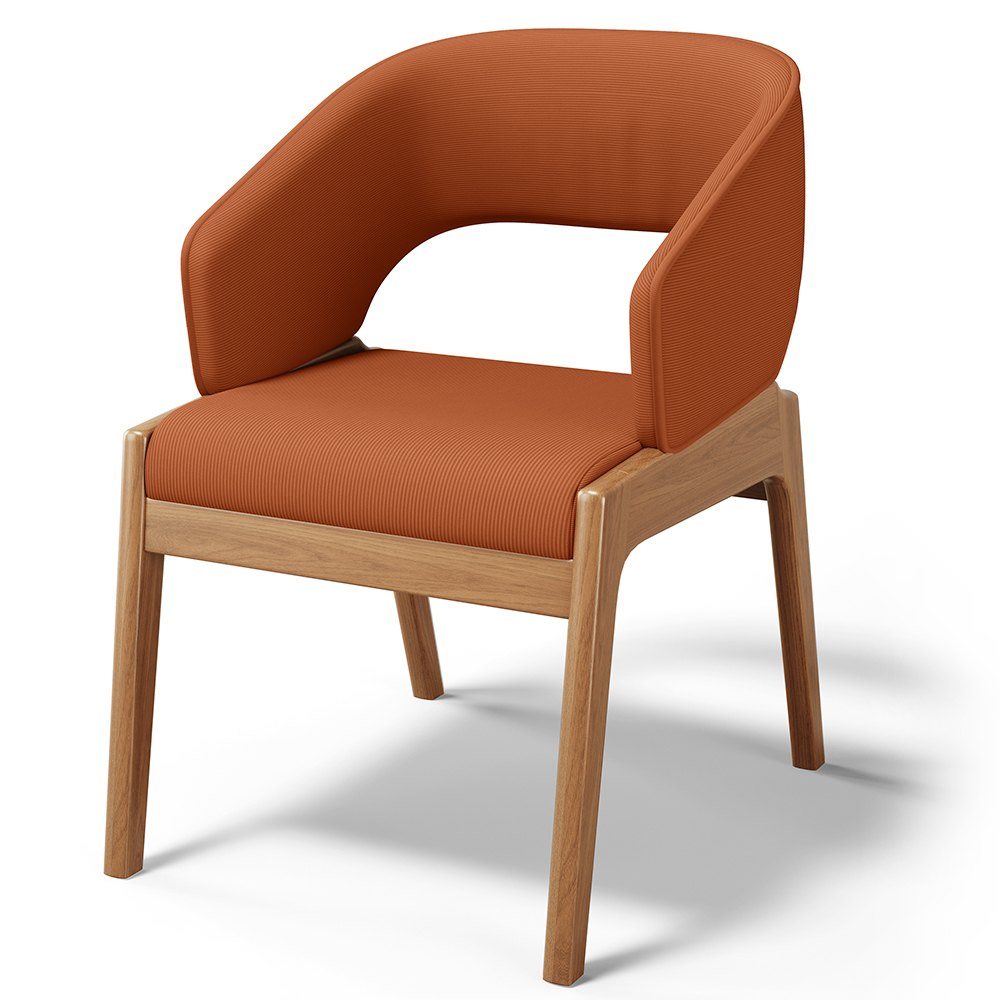 Cadeira de Jantar e Estar Living Estofada Lince L02 Tecido Terracota - Lyam Decor