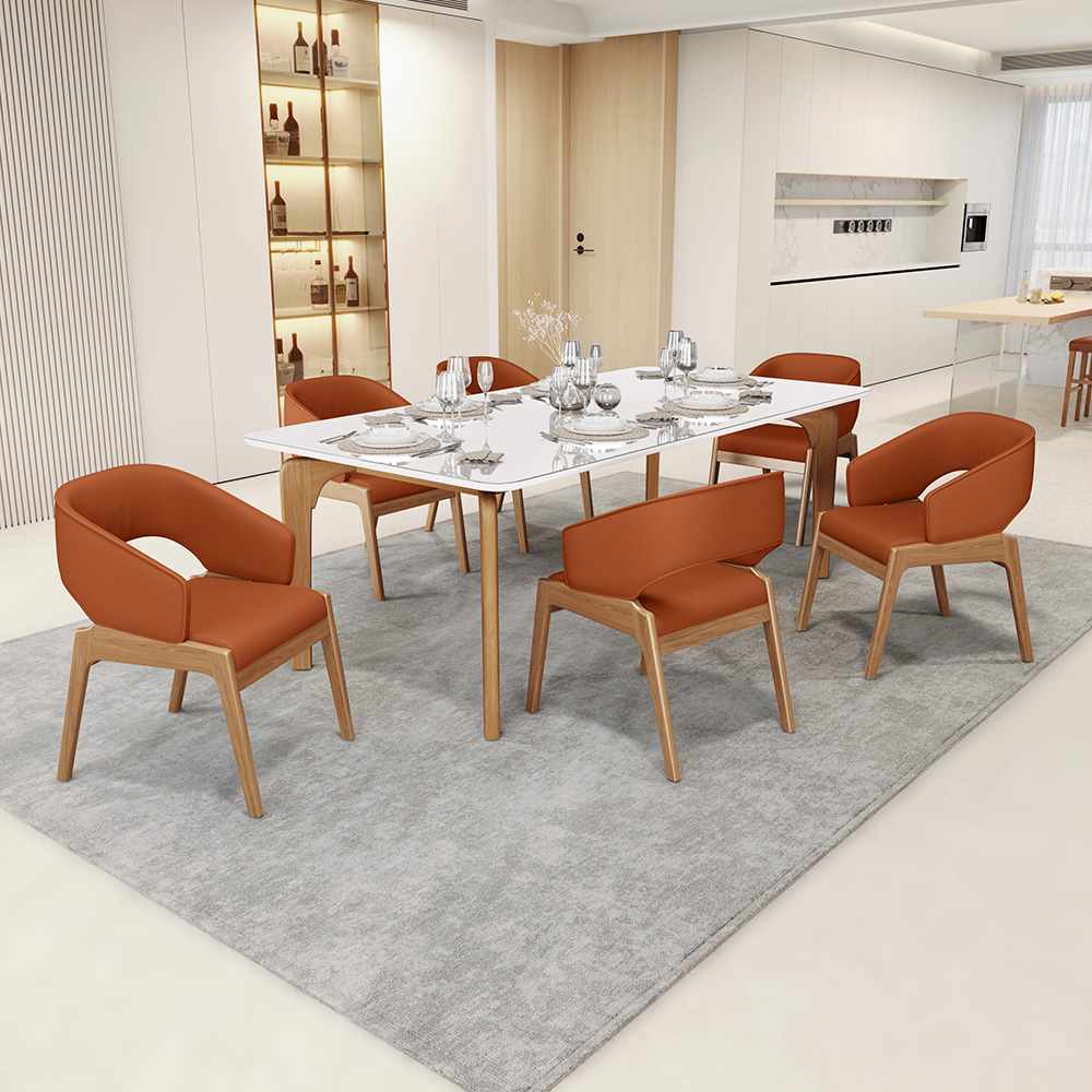 Cadeira de Jantar e Estar Living Estofada Lince L02 Tecido Terracota - Lyam Decor