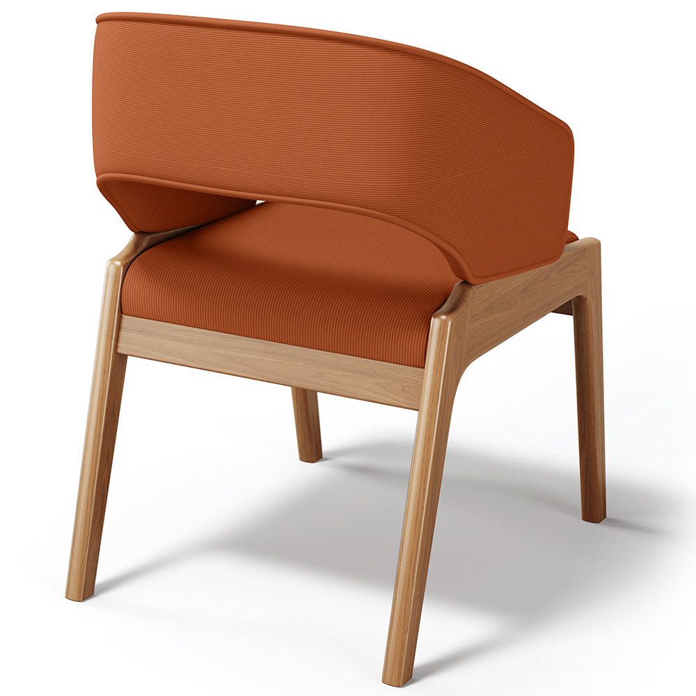Cadeira de Jantar e Estar Living Estofada Lince L02 Tecido Terracota - Lyam Decor