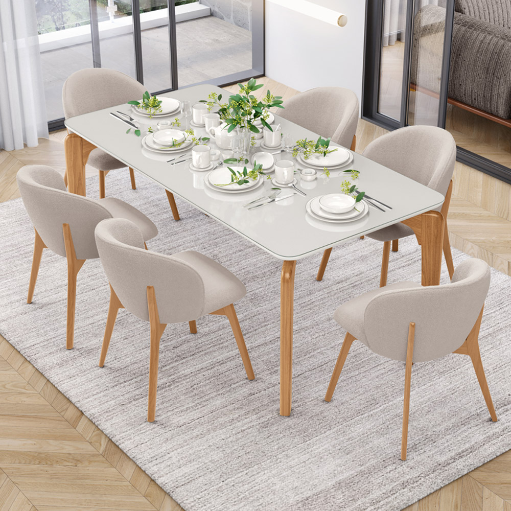 Cadeira de Jantar e Estar Living Estofada Mia L02 Bouclê Bege - Lyam Decor