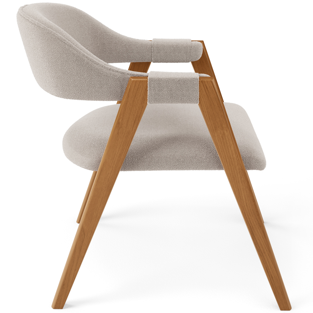 Cadeira de Jantar e Estar Living Estofada Nadja L02 Bouclê Bege - Lyam Decor
