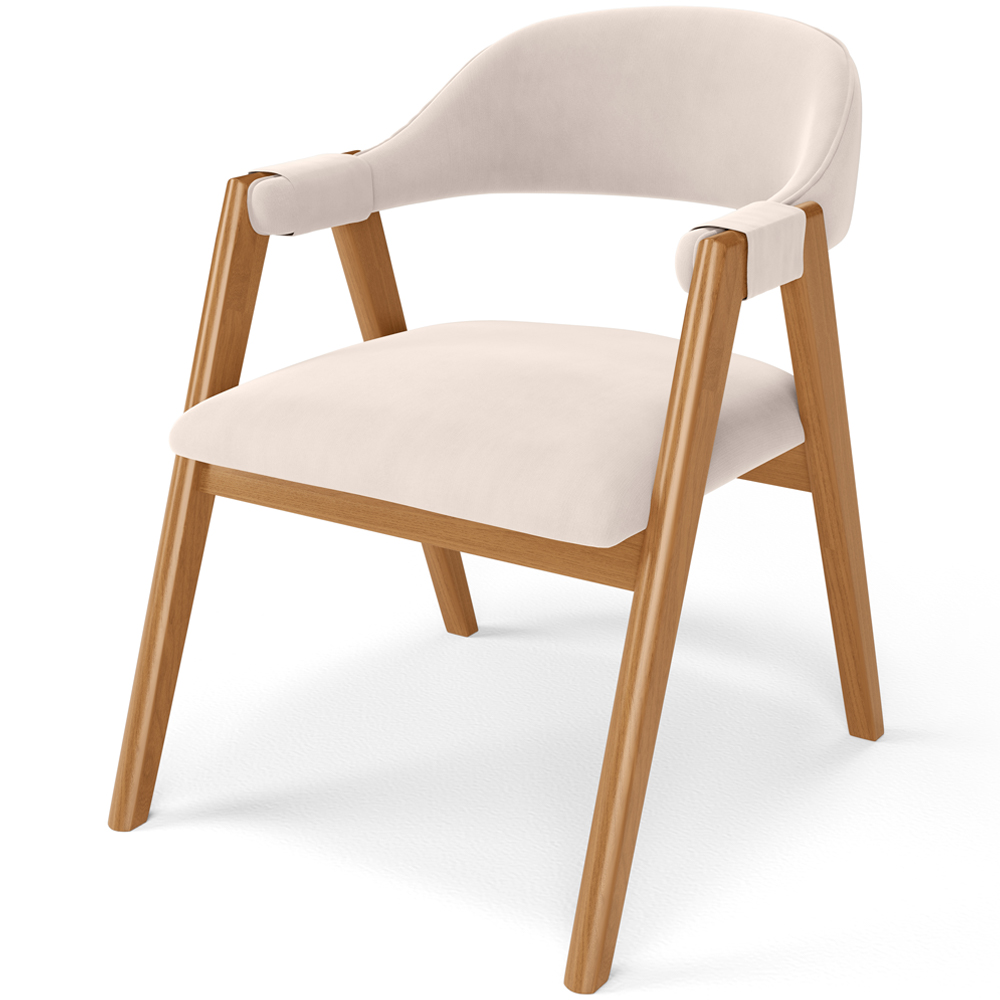 Cadeira de Jantar e Estar Living Estofada Nadja L02 Suede Bege - Lyam Decor