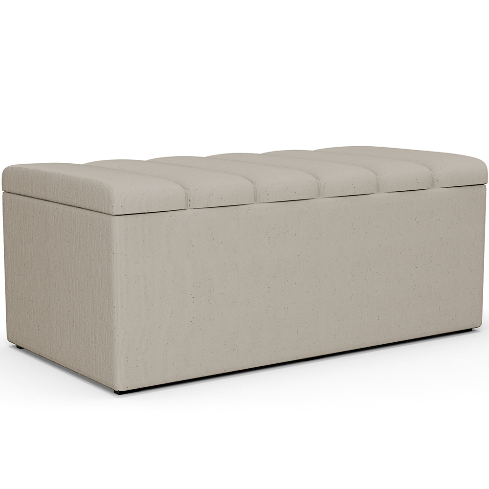 Calçadeira Recamier Baú Para Cama Box Solteiro Dália 100x50 Cm W01 Linho Bege - Lyam Decor
