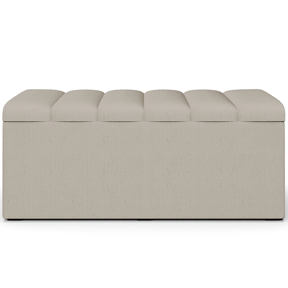Calçadeira Recamier Baú Para Cama Box Solteiro Dália 100x50 Cm W01 Linho Bege - Lyam Decor