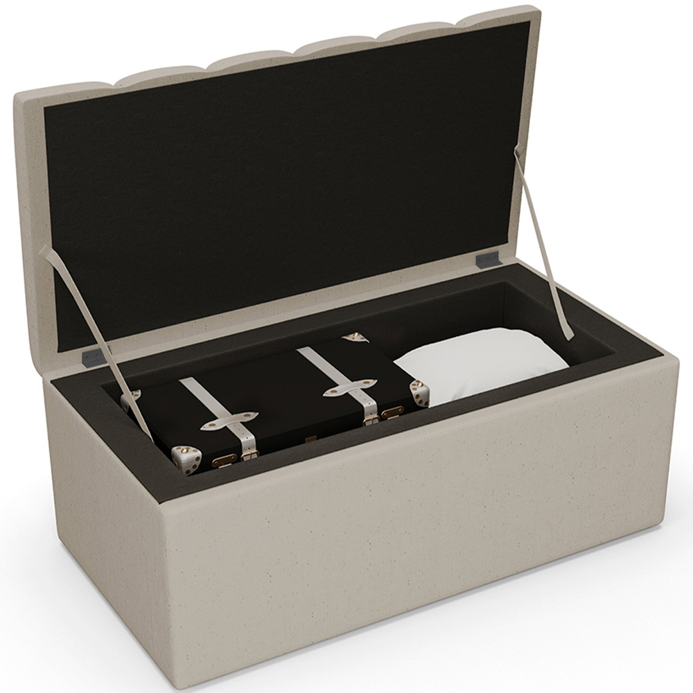Calçadeira Recamier Baú Para Cama Box Solteiro Dália 100x50 Cm W01 Linho Bege - Lyam Decor