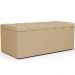 Calçadeira Recamier Baú Para Cama Box Solteiro Dália 100x50 Cm W01 Linho Bege Escuro - Lyam Decor