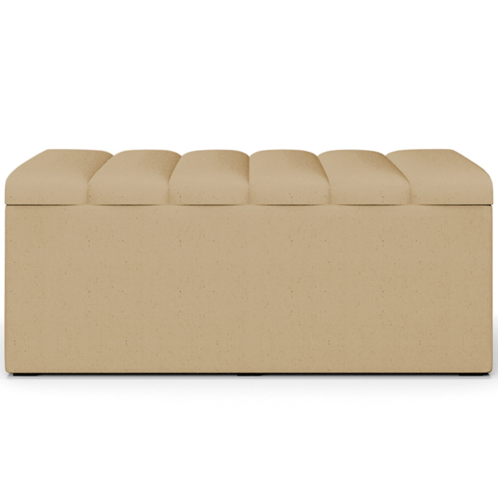 Calçadeira Recamier Baú Para Cama Box Solteiro Dália 100x50 Cm W01 Linho Bege Escuro - Lyam Decor