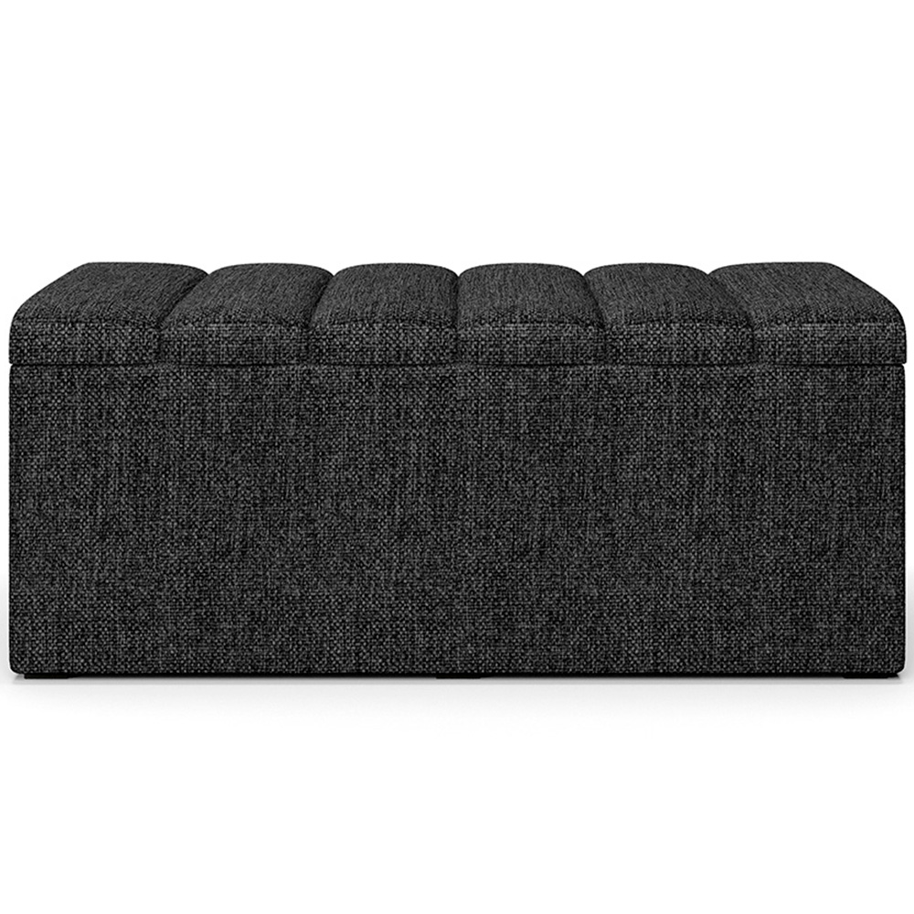 Calçadeira Recamier Baú Para Cama Box Solteiro Dália 100x50 Cm W01 Linho Chumbo - Lyam Decor