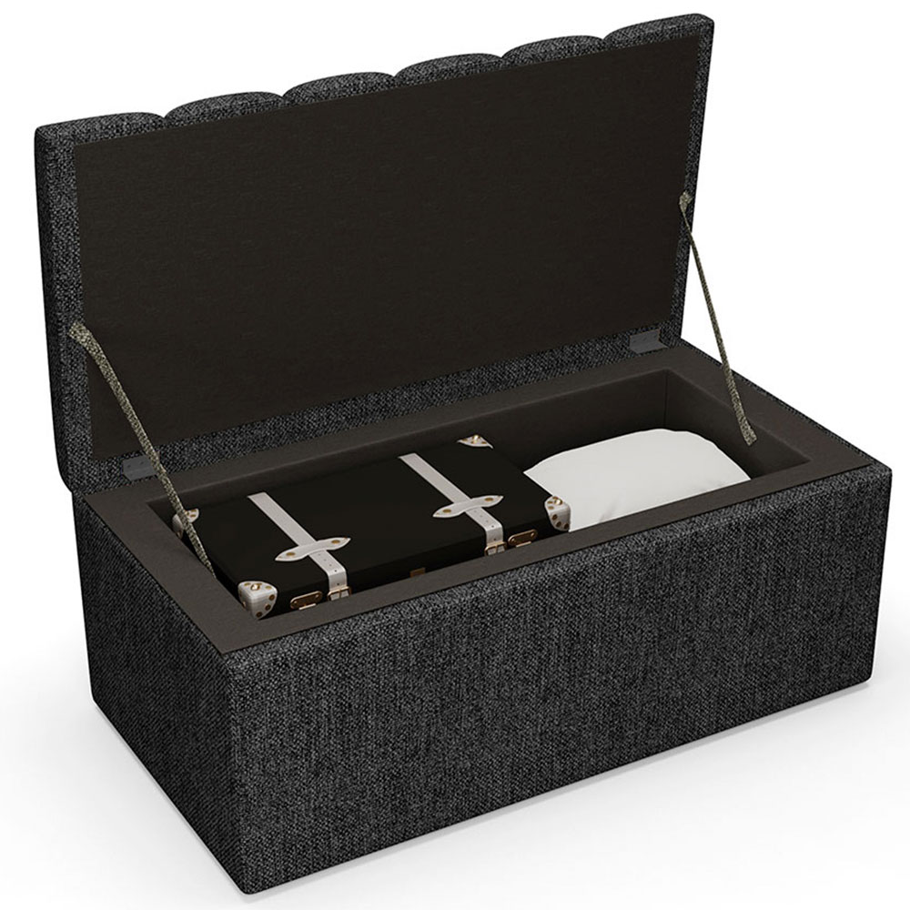 Calçadeira Recamier Baú Para Cama Box Solteiro Dália 100x50 Cm W01 Linho Chumbo - Lyam Decor