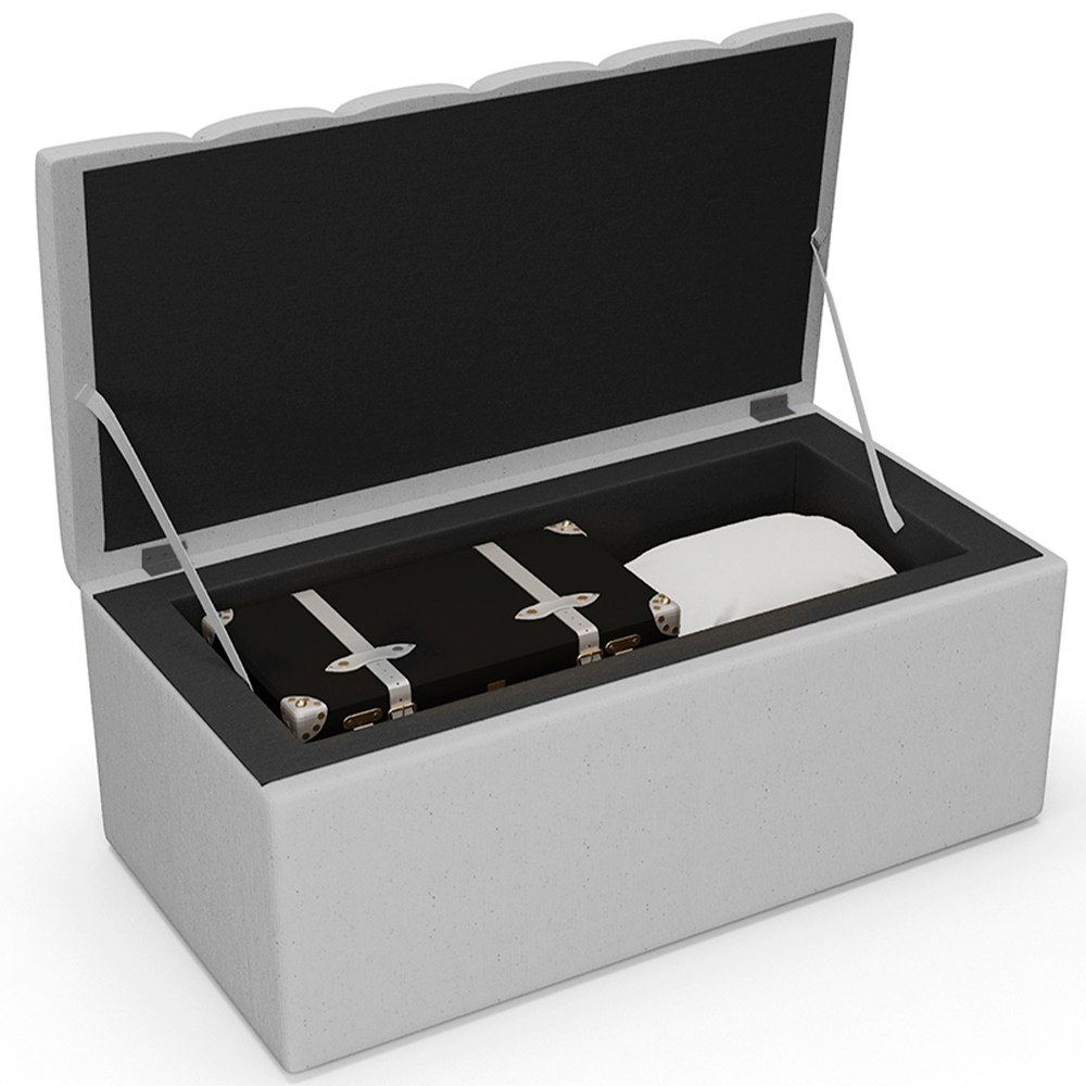 Calçadeira Recamier Baú Para Cama Box Solteiro Dália 100x50 Cm W01 Linho Cinza - Lyam Decor