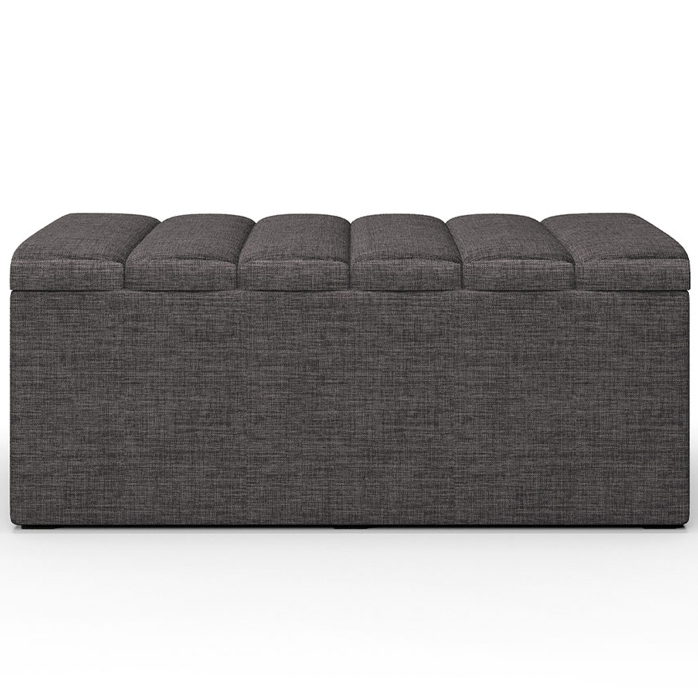 Calçadeira Recamier Baú Para Cama Box Solteiro Dália 100x50 Cm W01 Linho Cinza Escuro - Lyam Decor