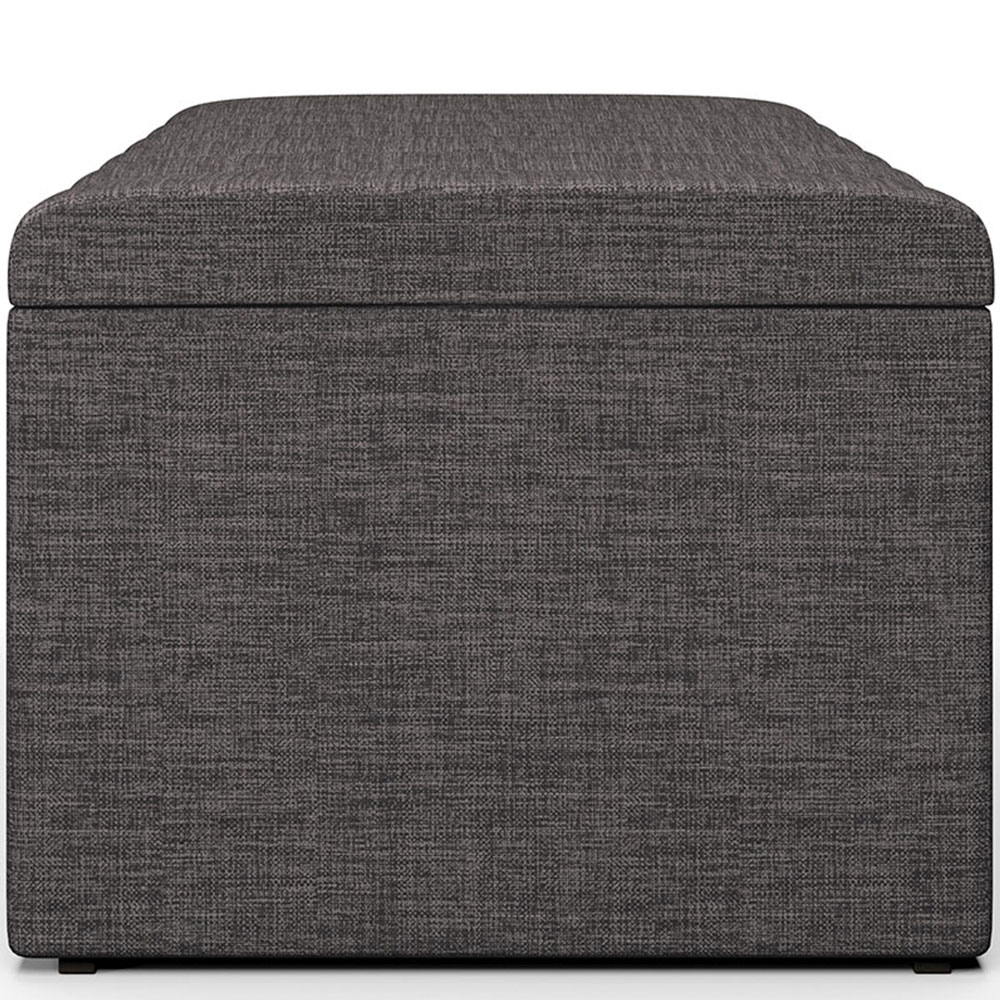 Calçadeira Recamier Baú Para Cama Box Solteiro Dália 100x50 Cm W01 Linho Cinza Escuro - Lyam Decor