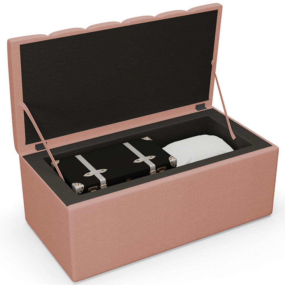 Calçadeira Recamier Baú Para Cama Box Solteiro Dália 100x50 Cm W01 Linho Rosê - Lyam Decor