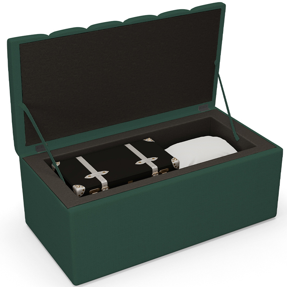 Calçadeira Recamier Baú Para Cama Box Solteiro Dália 100x50 Cm W01 Linho Verde Musgo - Lyam Decor