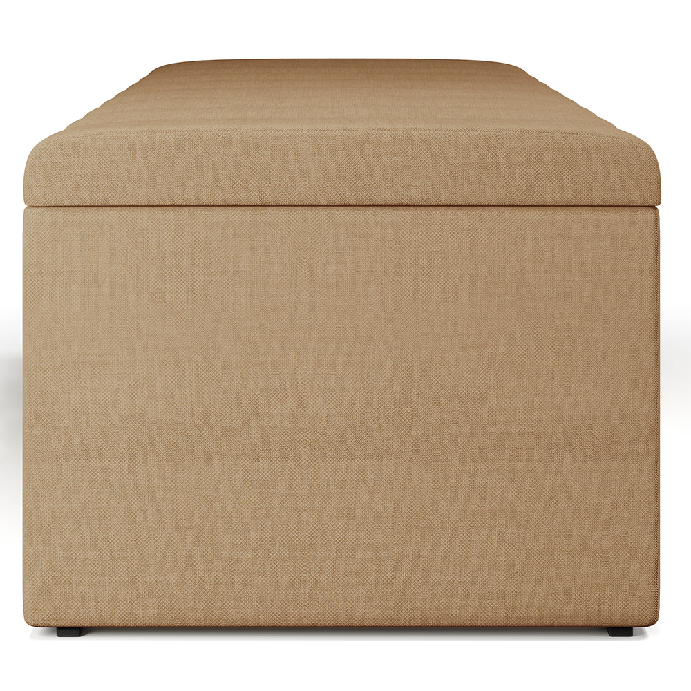 Calçadeira Recamier Baú Para Cama De Casal Dália 140x50 Cm W01 Linho Bege Escuro - Lyam Decor