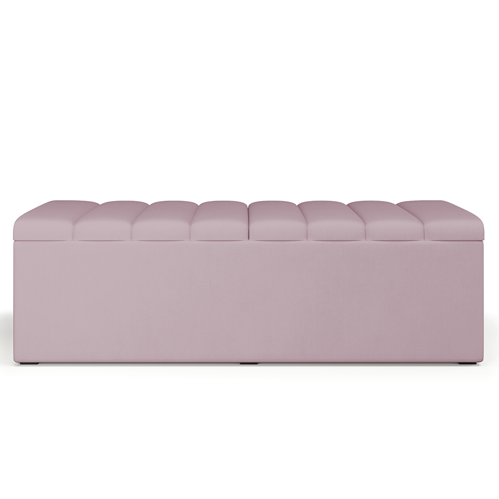 Calçadeira Recamier Baú Para Cama De Casal Dália 140x50 Cm W01 Suede Rosê - Lyam Decor