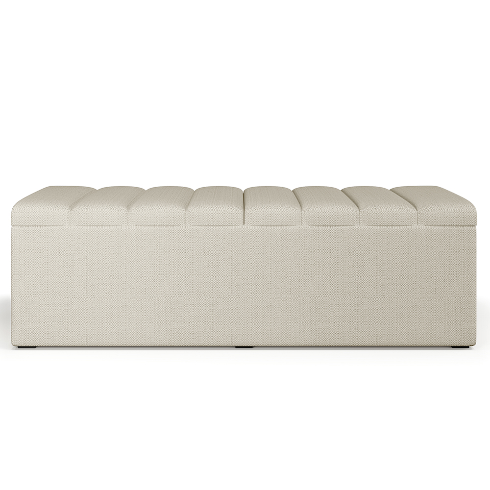 Calçadeira Recamier Baú Para Cama De Casal King Dália 195x50 cm W01 Linho Champagne - Lyam