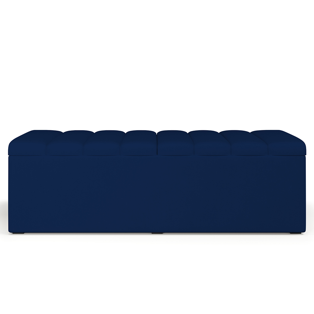 Calçadeira Recamier Baú Para Cama De Casal Queen Dália 160x50 Cm W01 Facto Azul Marinho - Lyam Decor