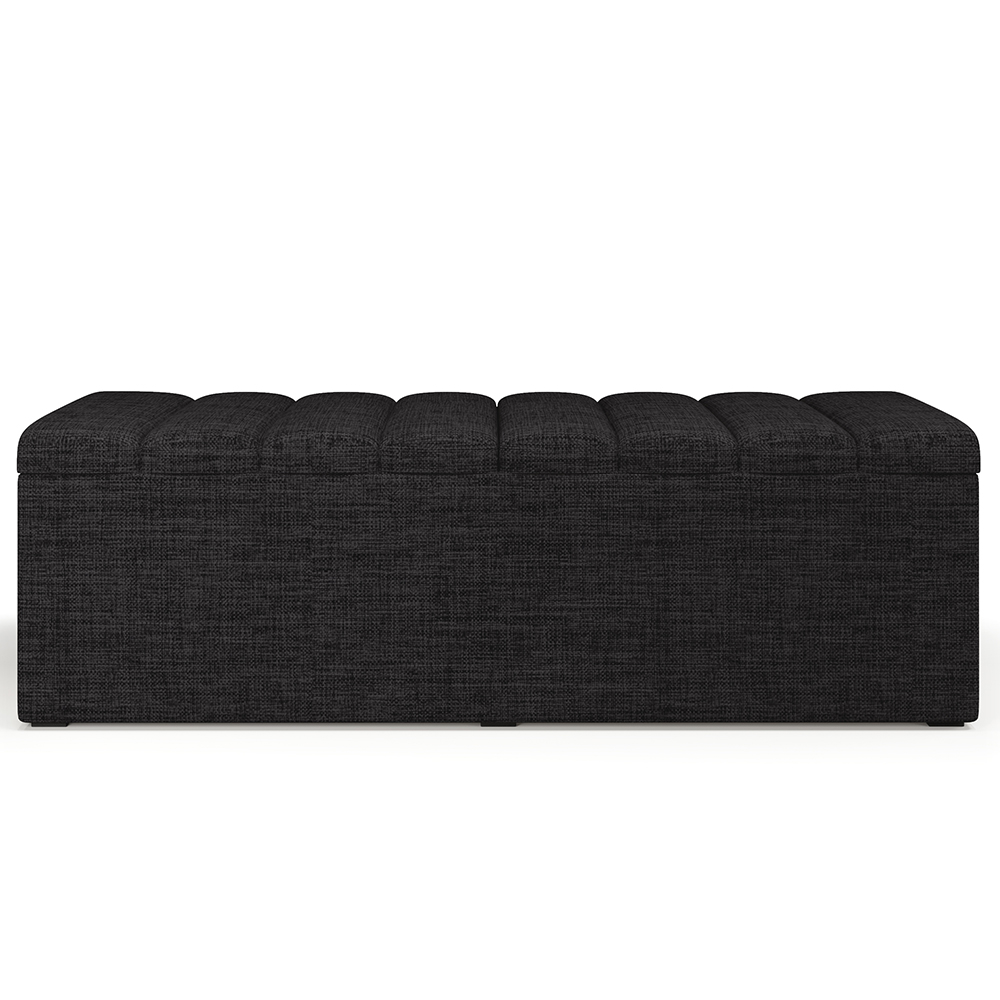 Calçadeira Recamier Baú Para Cama De Casal Queen Dália 160x50 Cm W01 Linho Chumbo - Lyam Decor