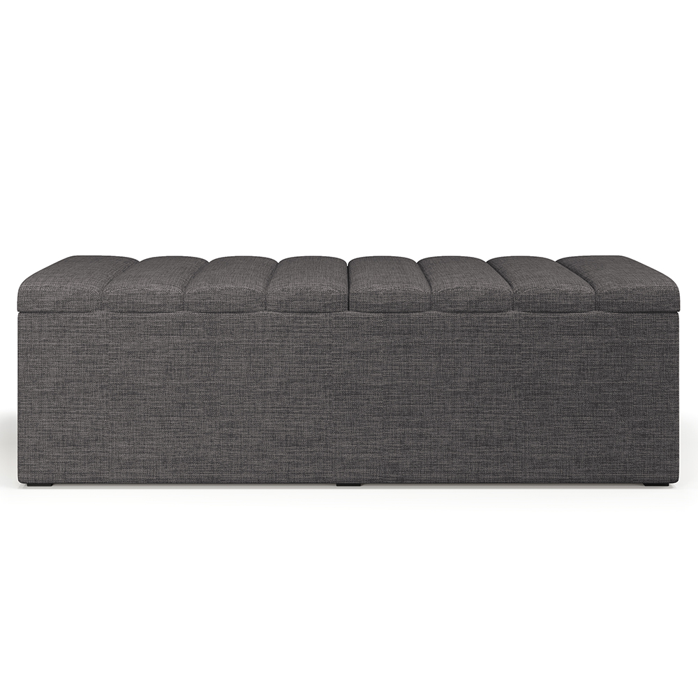 Calçadeira Recamier Baú Para Cama De Casal Queen Dália 160x50 Cm W01 Linho Cinza Escuro - Lyam Decor