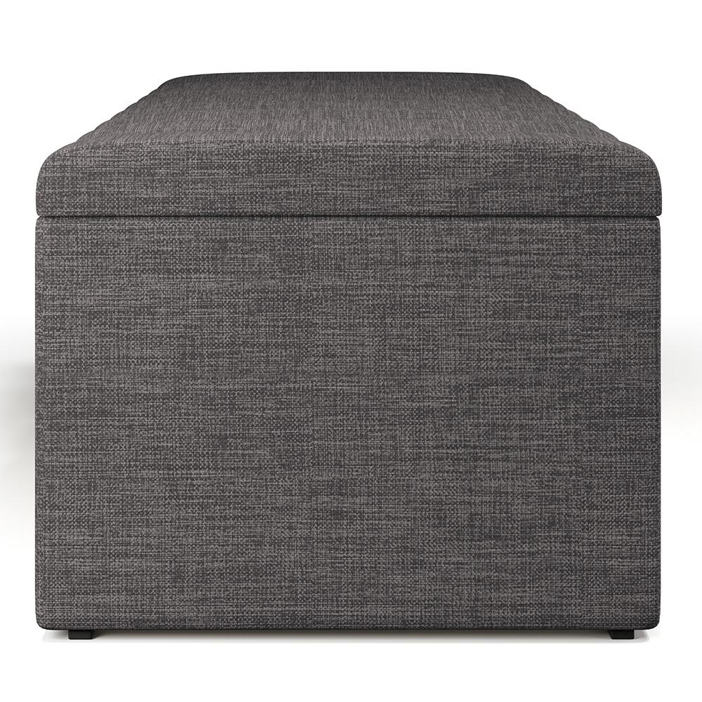 Calçadeira Recamier Baú Para Cama De Casal Queen Dália 160x50 Cm W01 Linho Cinza Escuro - Lyam Decor