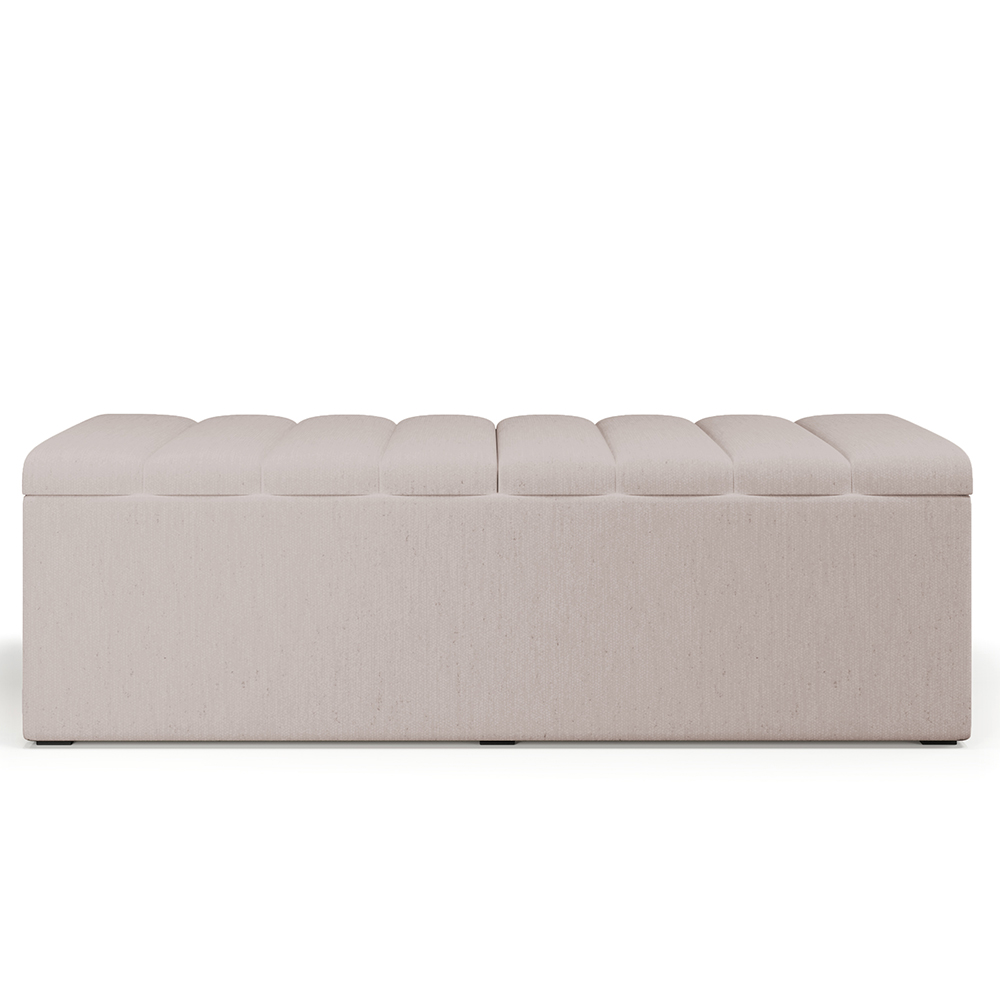 Calçadeira Recamier Baú Para Cama De Casal Queen Dália 160x50 Cm W01 Linho Cru - Lyam Decor