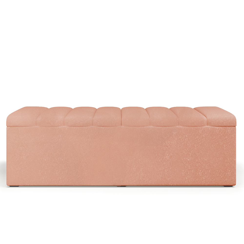 Calçadeira Recamier Baú Para Cama De Casal Queen Dália 160x50 Cm W01 Linho Rosê - Lyam Decor