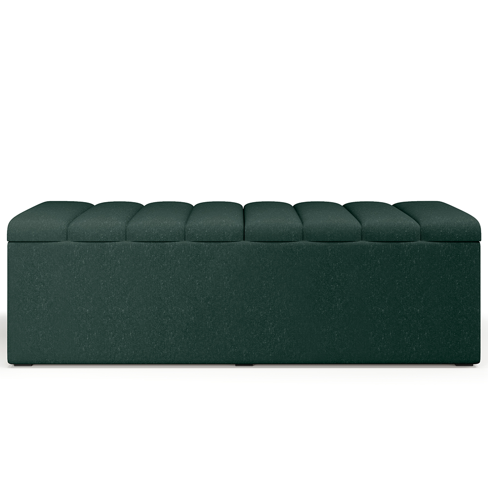 Calçadeira Recamier Baú Para Cama De Casal Queen Dália 160x50 Cm W01 Linho Verde Musgo - Lyam Decor