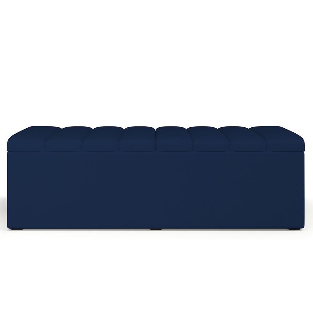 Calçadeira Recamier Baú Para Cama De Casal Queen Dália 160x50 Cm W01 Suede Azul Marinho - Lyam Decor